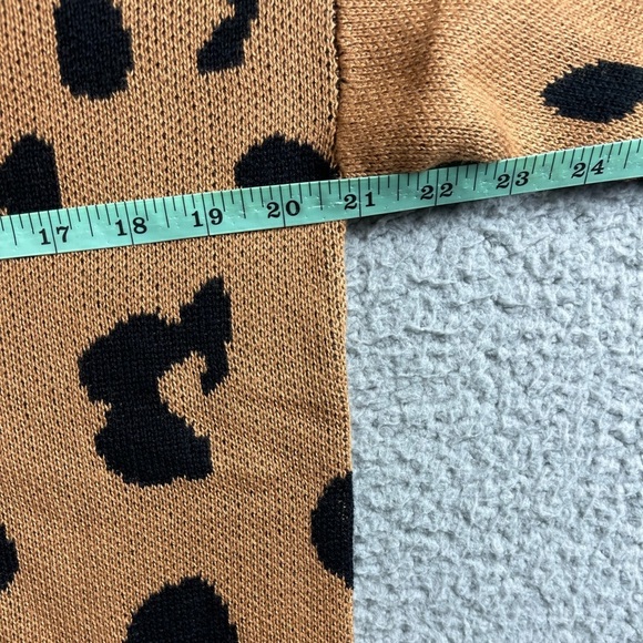 New Boho Leopard Print Sweater Womens Size Medium Mocha Brown Cold Shoulder Top - Picture 10 of 13